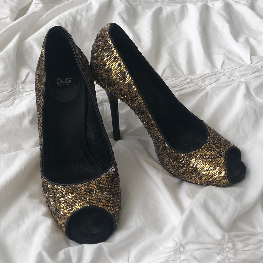 D&G Dolce & Gabbana sequined heels 38.5 / US 8.5